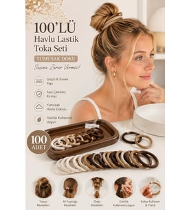 Kadın 100 lü Havlu Lastik Toka Seti,Kadın Çocuk Mandal Toka, Lastik Toka Seti, Toka Organizer, Toka, Kız Çocuk Toka, Kadife Toka (Siyah-Kahve-Beyaz)