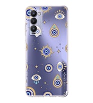 PrintiFy Tecno Camon 18P ile Uyumlu Nazar Boncuğu 5  Kamera Korumalı Şeffaf Silikon Kılıf
