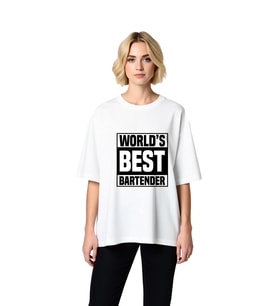 Dünyanın En İyi Bartender Baskılı Kadın Oversize Tişört