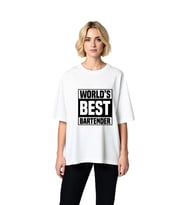 Dünyanın En İyi Bartender Baskılı Kadın Oversize Tişört