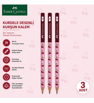 Faber-Castell Cherry Desenli Kurşun Kalem 3 Adet 2B Yuvarlak Gövde