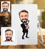 Kişiye Özel Mafya Tasarımlı Karikatür Deri Defter & Metal Tükenmez Kalem + Ahşap Çerçeve hediye 38