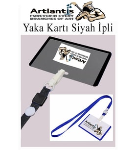 Siyah İpli Yaka Kartı 25 Adet Ayarlanabilir Boyuna Asma Kimlik Koruyuculu PVC Siyah Yaka Kartlığı Seyehat Ofis Okul Büro