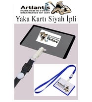 Siyah İpli Yaka Kartı 25 Adet Ayarlanabilir Boyuna Asma Kimlik Koruyuculu PVC Siyah Yaka Kartlığı Seyehat Ofis Okul Büro
