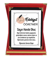 Edebiyat Öğretmenine Hediye İsim Baskılı Plaket - Öğretmenler Günü Hediyesi (Kırmızı)