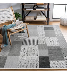 Makine Kaymaz Yıkanabilir Gri Geometrik Triko Salon Halısı Mutfak Halısı Koridor Halısı Yolluk 17112