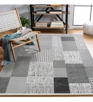 Makine Kaymaz Yıkanabilir Gri Geometrik Triko Salon Halısı Mutfak Halısı Koridor Halısı Yolluk 17112