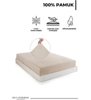 Lastikli & Hipoalerjenik Çarşaf %100 Pamuk Çarşaf Penye Kumaş Tek-Çift Kişilik-Battal Boy Çarşaf -BEJ-100X200, LUXCARSAF
