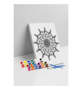 Denizkızı Kuyruğu Desenli Mandala Tuval Boyama Seti 40x50 cm