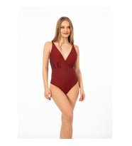 Estiva 5652 V Yaka İp Askılı Ayarlı İnce Süngerli Kadın Mayo (Bordo)