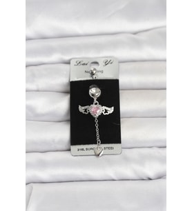 316L Cerrahi Çelik Kanatlı Kalp Model Göbek Piercing 5886 - HPSBYI8763-7720