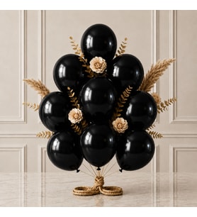 Siyah Renk Lateks Metalik Balon (30 cm) - 12 Adet