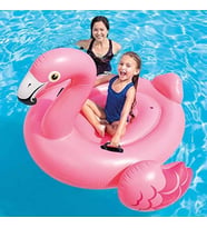 Boy Flamingo Binici Şişme Deniz Yatağı 140x125x90 cm 2 Tutma Kollu Havuz Oyuncağı Yama Hediyeli