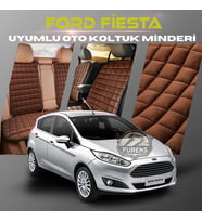 Ford Fiesta Kahverengi Renk Tay Tüyü Cepli & Terletmez Sırtlı Oto Koltuk Minder Seti - Koltuk Koruma Kılıfı (ÖN & ARKA TAM SET)