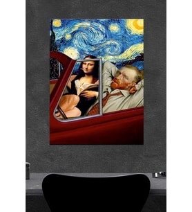 Van Gogh & Mona Lisa Ahşap Poster (27x18)