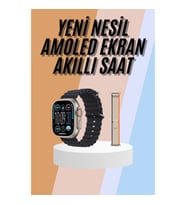 Mey İthalat® 49mm Akıllı Saat Amoled Ekranlı Kadın Erkek Kol Saati Plastik Kordon