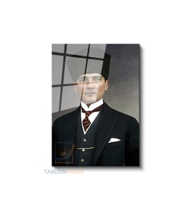 Dikey Cam Tablo Salon Duvar Tablosu Dikey Cam Cam Ata 036 Yeni Ev Hediyesi Ofis Tablosu