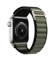 Apple Watch 10/11 42mm-38/40/41mm Kordon Naylon Mountain Band 74 2/3/4/5/6/se/7/ (Siyah-Yeşil)