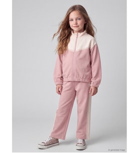 LCW Kids Pembe Renk Bloklu Kız Çocuk Eşofman Takım