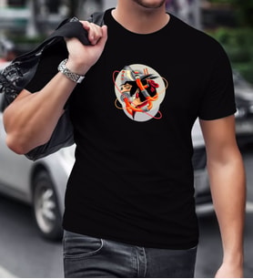 BK Gift Geisha Tasarımlı Siyah T-Shirt-1