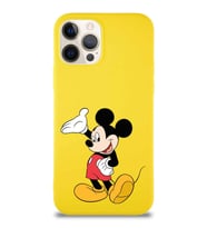 Apple iPhone 12 Pro Soft Premier Kapak Mickey Mouse-C Tasarımlı Silikon Kılıf - Sarı (Şeffaf)