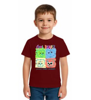 Unisex Ayıcık Bear Baskılı Çocuk Tişört pamuklu penye kumaş (Bordo)