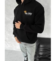Kışlık Üç İplik Kapşonlu SweatShirt - Siyah