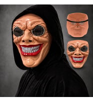 Kırmızı Ağız ve Beyaz Diş Detaylı File Gözlü Maske