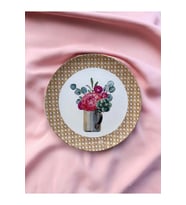 Çiçekli Hazeran Doğal Rafya Bohem Rattan Duvar Tabağı Bahçe Balkon Mutfak Salon Duvar Süsü No:110