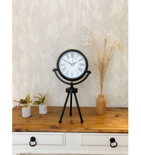 Siyah Metal Mini Tripod Masa Saati 45×26 Cm