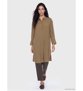 LCW Modest Yeşil Oversize Modal Karışımlı Kadın Gömlek Tunik