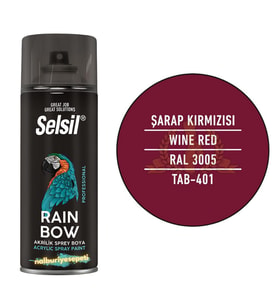 Selsil Rainbow Akrilik Sprey Boya ŞARAP KIRMIZI 400 ml. - RAL3005