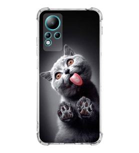 PrintiFy İnfinix Note 11 Uyumlu Kedi 2 Baskılı Şeffaf Köşe Korumalı Antişok Kılıf
