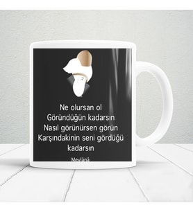 Mevlana sözleri baskılı kupa bardak