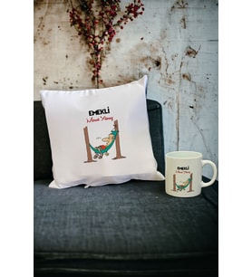 Emekli Kupa Bardak ve Yastık Set (Beyaz)