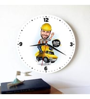İş Makinesi Operatörü Erkeğe Hediye Kişiye Özel Karikatürlü Duvar Saati