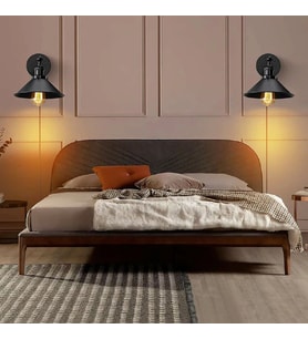 RİOLİGHT VİNTAGE,RUSTİK,RETRO SİYAH MAFSALLI YATAK BAŞI METAL APLİK ÇAP:23CM NOT:1 ADET FİYATIDIR
