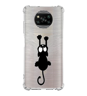 Xiaomi Poco X3 Pro Köşe Korumalı Antişok Kapak Çizgi Kedi Tasarımlı Şeffaf Silikon Kılıf