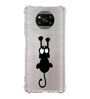 Xiaomi Poco X3 Pro Köşe Korumalı Antişok Kapak Çizgi Kedi Tasarımlı Şeffaf Silikon Kılıf