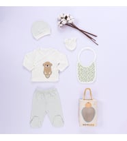 Sarebaby Anne Eli Serisi Unisex Organik Hastane Çıkışı 5'Li Set (Ekru)