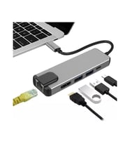 TAPLIN Type-C To 4K HDMI Hub 5in1 RJ45 Lan 2 x USB 3.0 Type-C Port (Siyah)