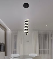 Modern Led Sarkıt Avize Beyaz Işık Siyah Kasa