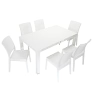 Mandella Elit Rattan 90x150 Elit Sandalye Masa Takımı BEYAZ
