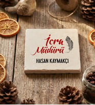Kişiye Özel İcra Müdürü Bardak Altlığı  Hediyesi (Krem)