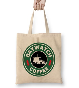 Baywatch Coffee Logo Bez Çanta Uzun Saplı
