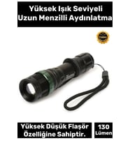 Premium 3 Modlu Selektörlü 130 Lümen Beyaz Aydınlatma 3 Adet Pilli Zoomlu Q5 LED Güçlü El Feneri