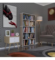 Kenzlife kitaplık süper ga 150*80*19 crd 5 katlı tek bölme çift bölme opsiyonlu ofis mutfak banyo dolabı arkalıksız (Karışık)