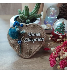 Kalp Şeklinde Söz-Nişan-Nikah-Kına-Bebek Hediyelik Hasır Magnet