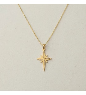 Kişiye Özel 925 Ayar Gümüş Minimal Kutup Yıldızı Kolye (Gold)