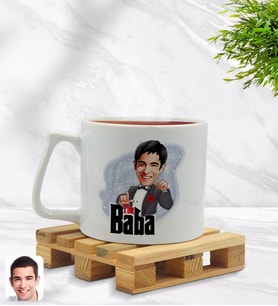 BK Gift Kişiye Özel Baba Godfather Karikatürlü Middle Beyaz Kupa Bardak Model 7